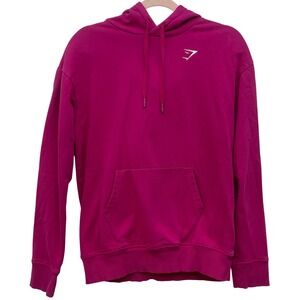 Gymshark Hoodie Womens XS Pink Fuchsia Pullover Sweatshirt Logo Pocket